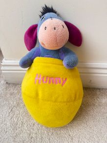 Disney Winnie the Pooh Eeyore Hunny Pot Plush Soft Toy approx. 32 cm. Used Please see photos