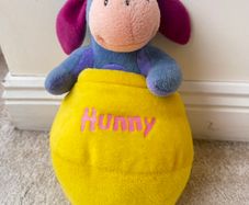 Disney Winnie the Pooh Eeyore Hunny Pot Plush Soft Toy approx. 32 cm. Used Please see photos