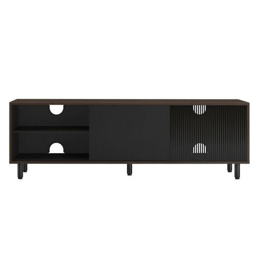 Modern TV Stand 140cm Fluted Glass Storage Cabinet