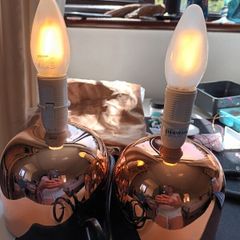 2 small coppery gold table lamp bases