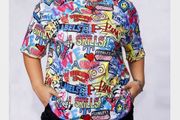 Retro Style Top - fab colours - size 20 - 80s &amp; 90s Vibe all over it :)