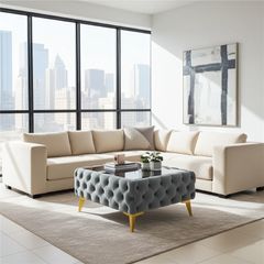 Luxury Velvet Chesterfield Coffee Table 63x63x35cm