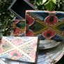 Vintage Two Carved Boxes Wooden Jewelry Hand Painted Handmade  Home Decor 10"x6" H 6" and 8,2"x4,5" H 4,2" Image 9