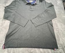Boden Men's Grey Long Sleeve Polo Shirt Large