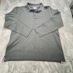 Boden Men's Grey Long Sleeve Polo Shirt Large