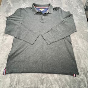 Boden Men's Grey Long Sleeve Polo Shirt Large