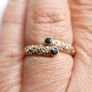 Vintage Solid 9ct Yellow Gold 375, Sapphire Ring - size P - 2,2g Image 10