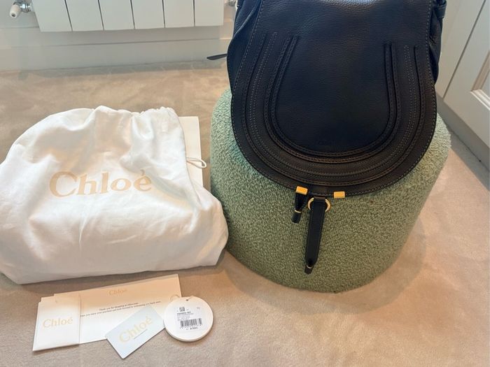 Authentic Chloe Marcie black lambskin leather bag