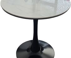 Round Marble Top Dining Table 70cm Black Pedestal Base