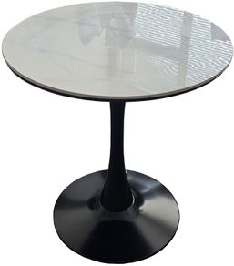 Round Marble Top Dining Table 70cm Black Pedestal Base