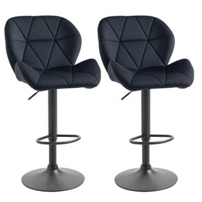 2-Piece Bar Stools Swivel Bar Chairs with Backrest Adjustable Height Bistro Stools Counter Stools Velvet Touch Armless Foam Black 51.5x57.5x93-114.5 cm
