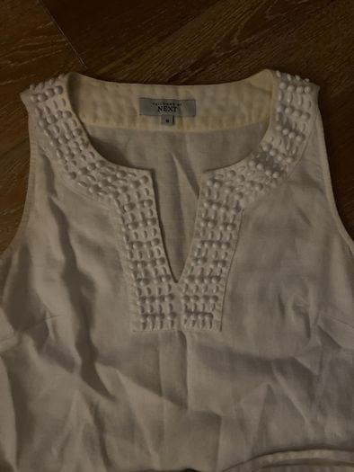 Next Tailored 100% Linen White Top Size 10