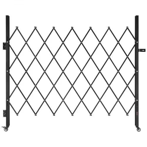 Single Folding Security Gate, Lockable Scissor Gate with 360 Swivel Casters, Outdoor Barricade Steel Retractable Gates, for Entry Security, Garage