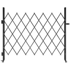 Single Folding Security Gate, Lockable Scissor Gate with 360 Swivel Casters, Outdoor Barricade Steel Retractable Gates, for Entry Security, Garage