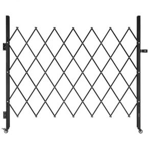 Single Folding Security Gate, Lockable Scissor Gate with 360 Swivel Casters, Outdoor Barricade Steel Retractable Gates, for Entry Security, Garage