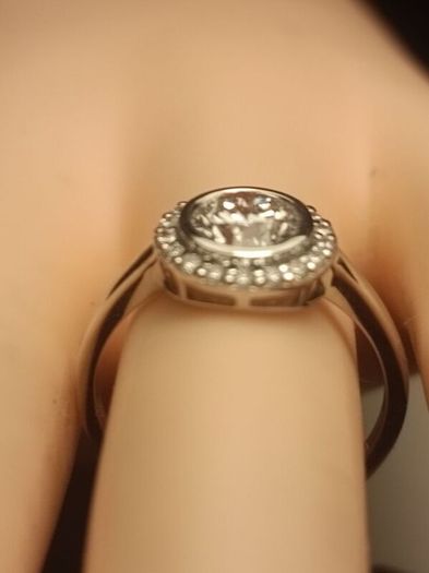 14ct White Gold 1.19 carat Lab Grown Diamond Halo Cluster Ring (Bargain Price)
