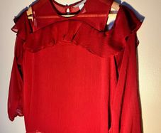 Striking Red Ruffle Blouse