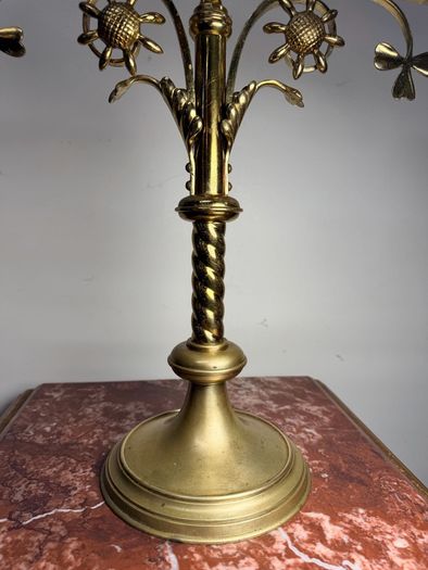 Early 20th Century Large Brass Five-Arm Candelabra