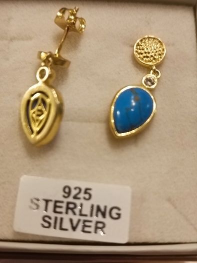 Gold Plated Sterling Silver Turquoise Drop Earrings