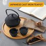 Iron Teapot set, Traditional Japanese Tetsubin Tea Kettle Cast Iron Teapot with Stainless Steel Infuser, Antique Small Dot Design, 2 Iron Cups and Trivet Stand Tray, 700ML/ 24OZ Image 7