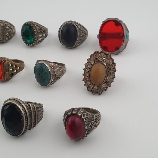 Ancient Inspired Brass Rings Set of 15 Collectible Jewellery Pieces