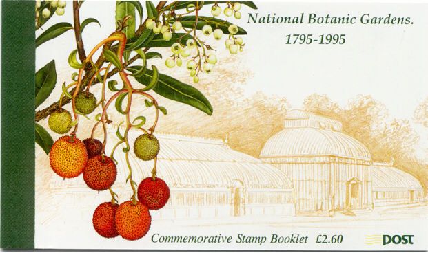 1995 Ireland National Botanic Gardens Stamp Booklet with First Day of Issue Pictorial Cancel.