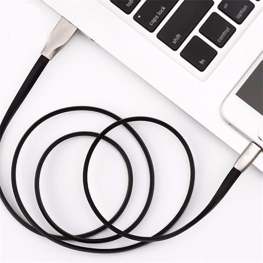 Black 1m Zinc Alloy Data Sync / Lightning USB Cable for iPhone 7 6 6s Plus 5