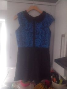 Beautiful royal blue&black playsuit,with crochet on the top half.