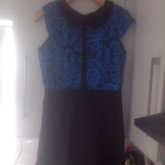 Beautiful royal blue&black playsuit,with crochet on the top half.