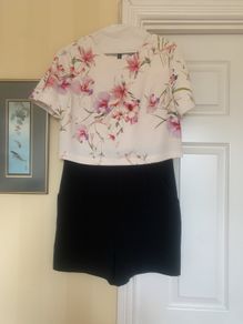 Ted Baker black and floral playsuit  (size 2)