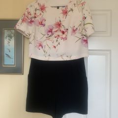 Ted Baker black and floral playsuit  (size 2)
