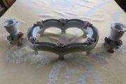 vintage porcelain posy ring vase &amp; candle holders