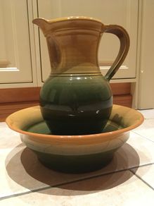 pottery jug and bowl