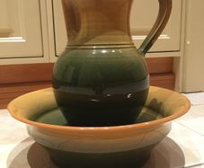 pottery jug and bowl