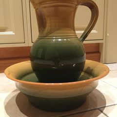 pottery jug and bowl