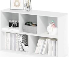 LUDER Book Shelf, 5-Cube Bookshelf, Reversible Bookcase, 9.4 x 19.5 x 31.5, for Living Room, Bedroom, Home Office, White