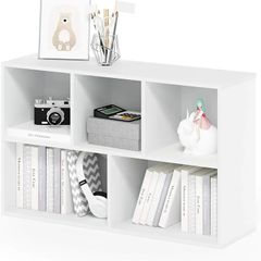 LUDER Book Shelf, 5-Cube Bookshelf, Reversible Bookcase, 9.4 x 19.5 x 31.5, for Living Room, Bedroom, Home Office, White