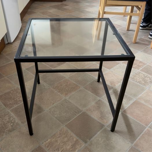 Black Metal & Glass Side Table