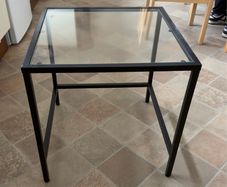 Black Metal & Glass Side Table