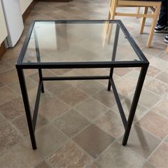 Black Metal & Glass Side Table