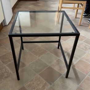Black Metal & Glass Side Table