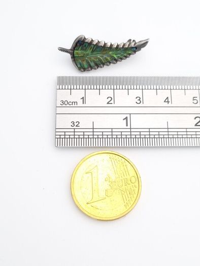 Vintage 925 Sterling Silver Abalone Fern Leaf Brooch