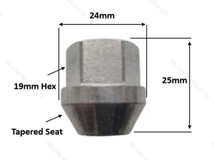 5 x Open Ended Wheel Nuts 19mm Hex (M12x1.5) BE5 - Delivery