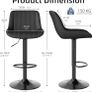 Bar Stools Set of 3, Swivel Counter Height Barstools with Back, Adjustable PU Leather Bar Chairs, Modern Armless Kitchen Island Stool, Black Image 3