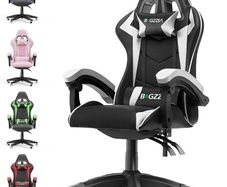 MASSIVE SALE Ergonomic Gaming Chair - Gamer Chairs with Lumbar Cushion + Headrest, Height-Adjustable Office & Computer Chair for Adults, Girls, Boys