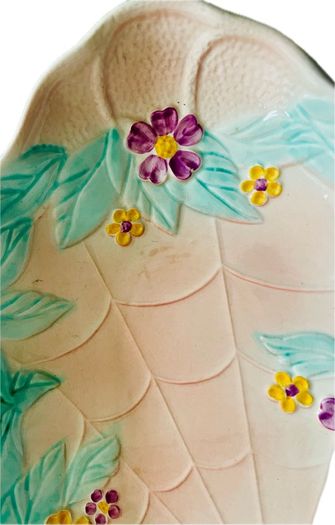 Vintage Avonware Floral Serving Dish; English; Pastel Majolica Style; 32cm