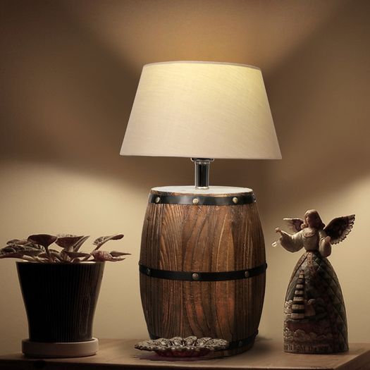 Natural barrel decoration lighting table lamp bedroom bedside night light bar cafe restaurant creative desk lights