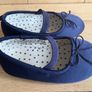 H&M Toddlers Navy satin ballet flats Sz18/UK2-3 EUC Image 2