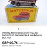 Matchbox 35. Snow-trac. 1964. In box. Missing tracks, price reflects. Image 7