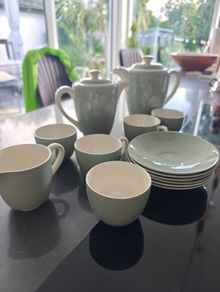 Vintage Poole Pottery Twintone Coffee Set, Ice Green & Seagull